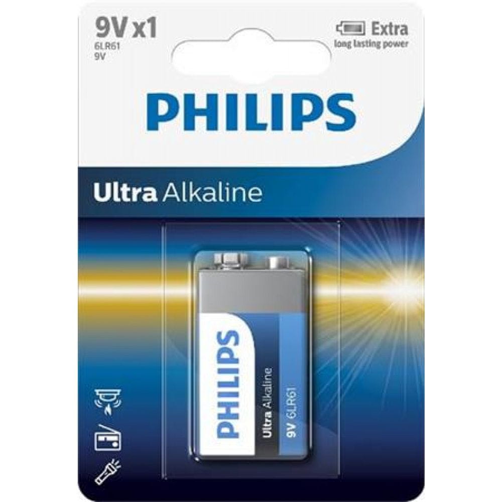 Levně Philips 9V 1ks Ultra Alkaline (6LR61E1B/10)