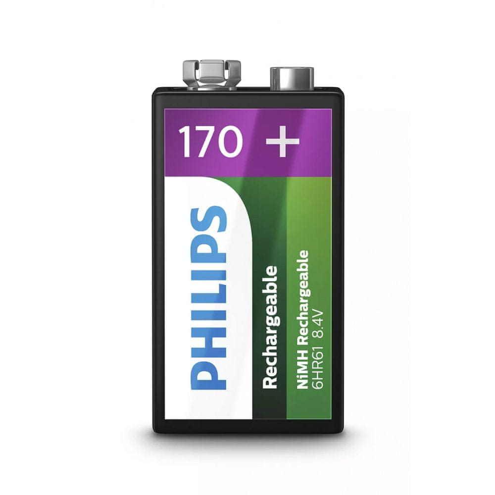Levně Philips 9V 1ks 170mAh Rechargeables (9VB1A17/10)