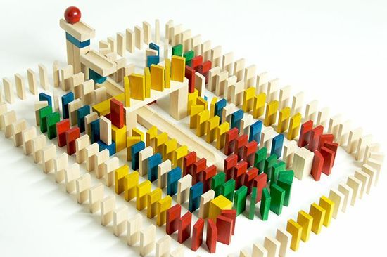 EcoToys Ekotoys dřevěné domino barevné 830 ks