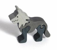 Fauna Dřevěné vkládací puzzle z masivu malý vlk