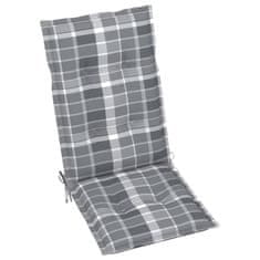 Greatstore Podušky na zahradní židle 4 ks šedé kárované 120 x 50 x 7 cm