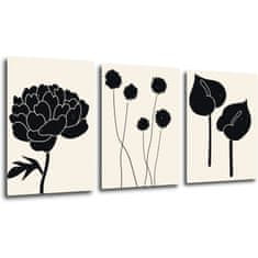 Impresi Obraz Květiny černo béžové - 150 x 70 cm (3 dílný)