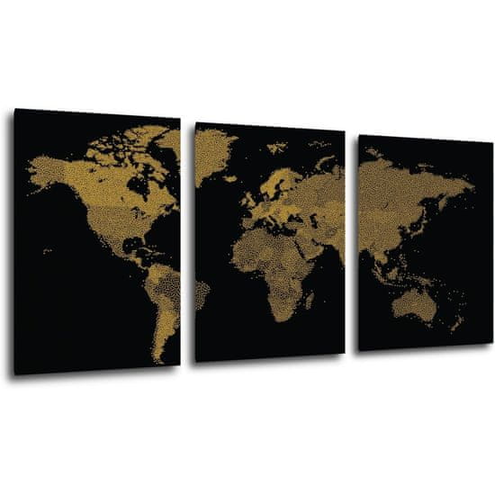 Impresi Obraz Mapa světa černo zlatá