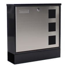 Rottner Design Mailbox poštovní schránka černá | Cylindrický zámek | 37 x 38 x 12 cm