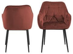 Design Scandinavia Jídelní židle Brooke (SET 2ks), samet, korálová