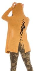 Amiatex Dámský svetr 78623 + Ponožky Gatta Calzino Strech, žlutá, UNIVERZáLNí