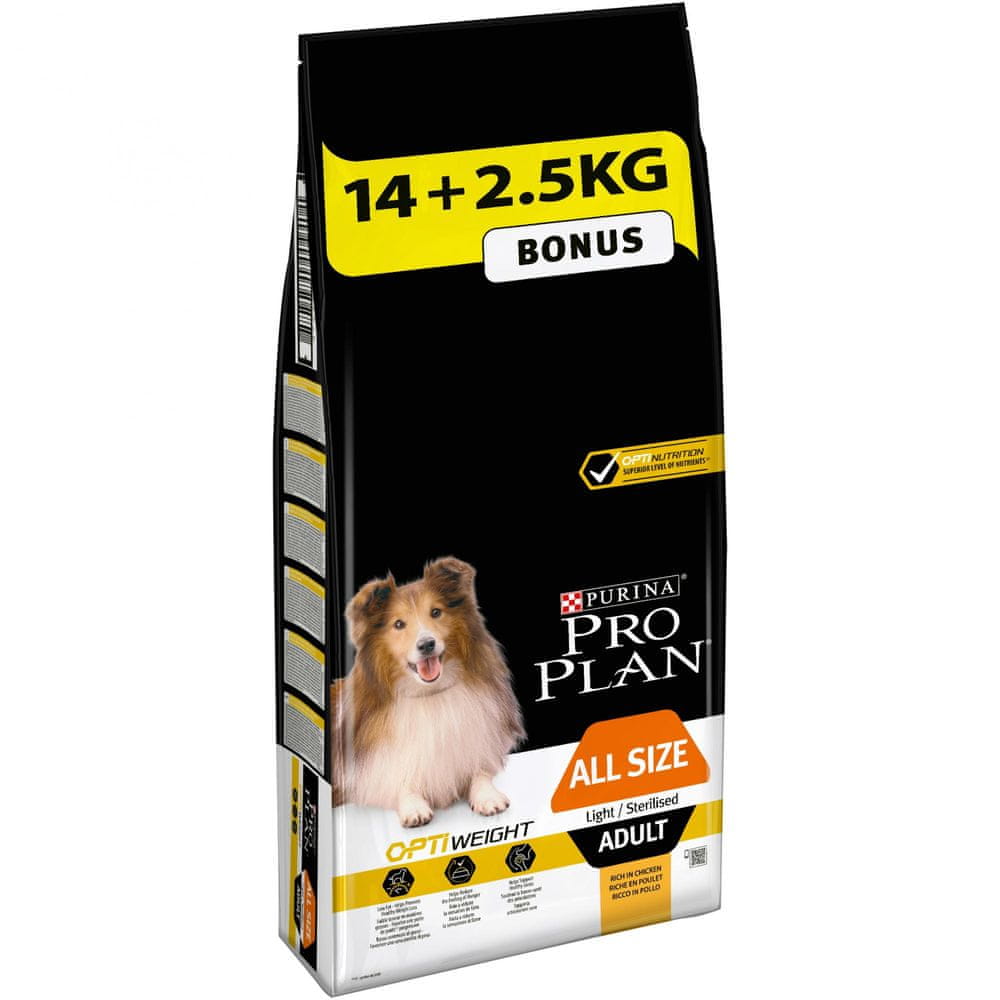 Purina Pro Plan All sizes adult OPTIWEIGHT kuře 14 kg + 2,5 kg