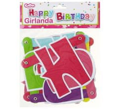 Girlanda narozeniny - HAPPY BIRTHDAY růžová - 180 cm