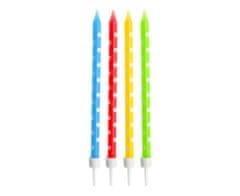Narozeninové svíčky barevné s puntíky - 24ks - 11,5 cm
