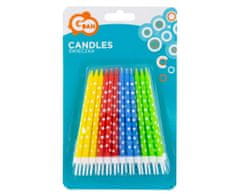 Narozeninové svíčky barevné s puntíky - 24ks - 11,5 cm