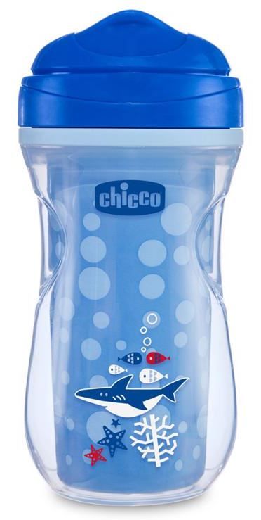 Chicco Hrneček Active termo s tvrdým pítkem 200 ml, modrý, žralok 14m +