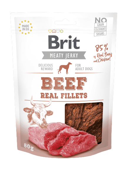 Levně Brit Jerky Beef Fillets 12x 80g