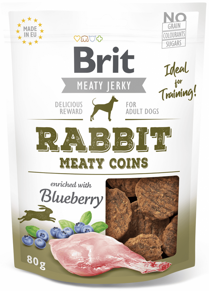 Levně Brit Jerky Rabbit Meaty Coins 12x 80g
