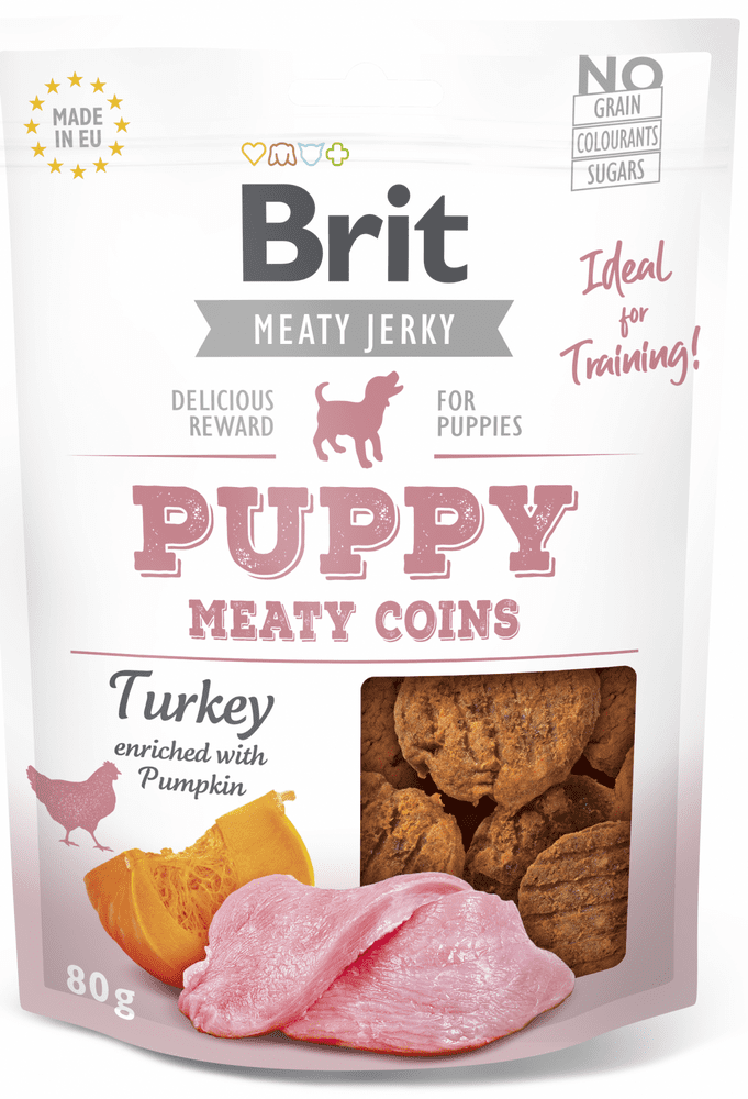 Levně Brit Jerky Puppy Turkey Meaty Coins 12x 80g