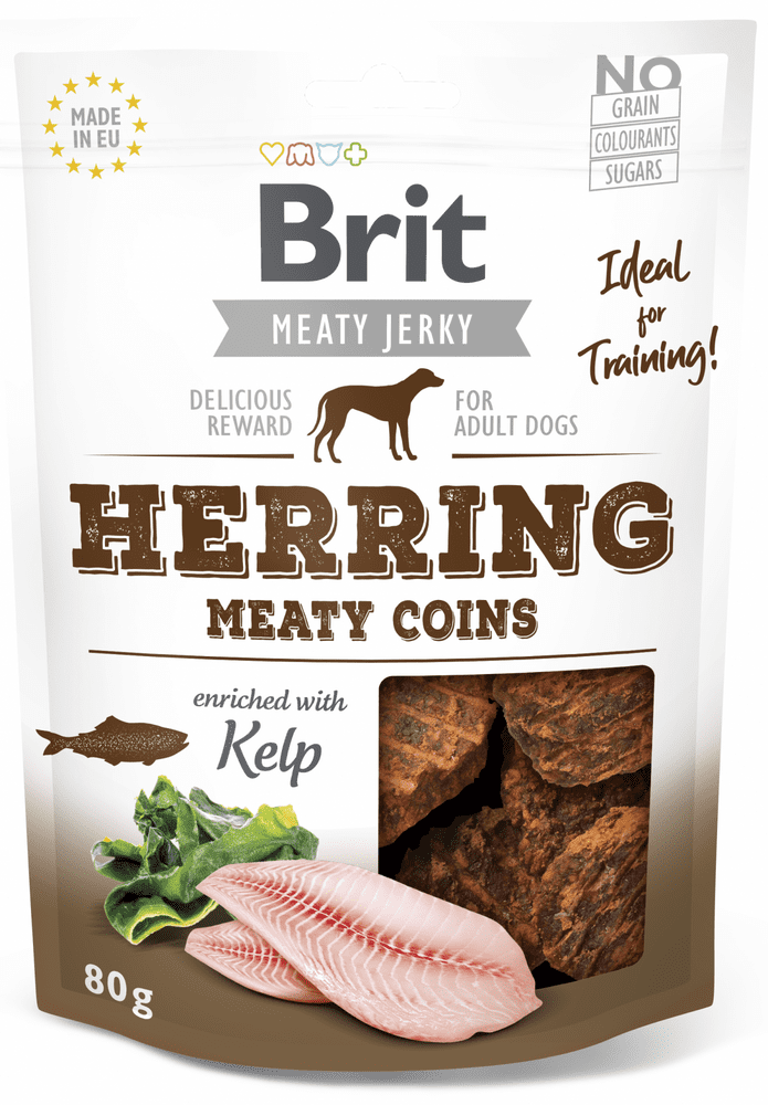 Levně Brit Jerky Herring Meaty Coins 12x 80g