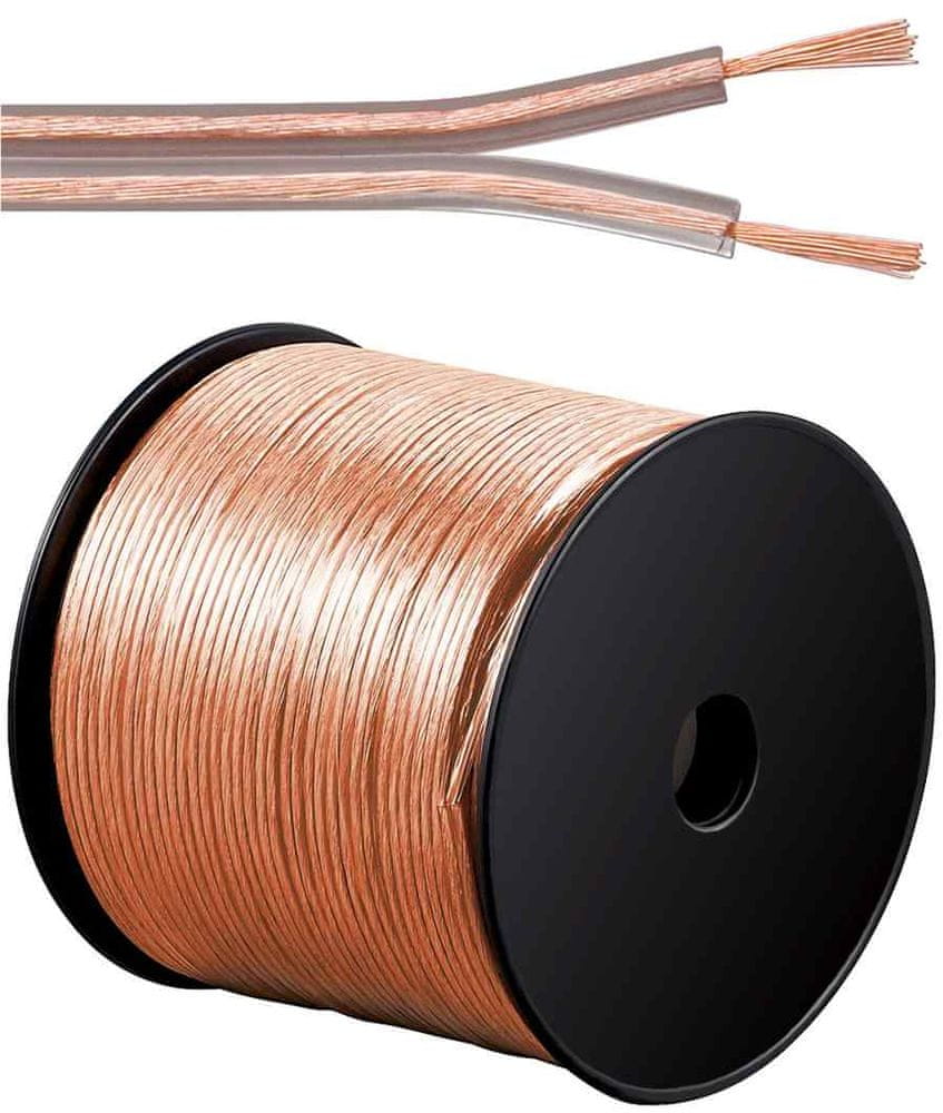 PremiumCord Kabely na propojení reprosoustav 99,9% CU měď 2x0,75mm2 délka 100 m kjpr-03-100