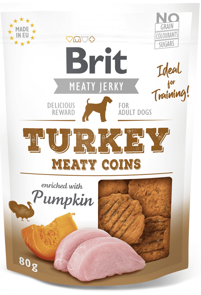 Levně Brit Jerky Turkey Meaty Coins 12x 80g