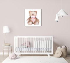 Impresi Obraz Medvídek s růžovou mašlí - 40 x 40 cm