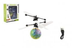 Teddies  Vrtulníková koule bar. létající plast reagující na pohyb ruky s USB kab. 3 barvy