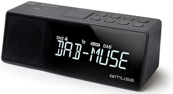 moderní radiobudík muse m-172dbt Bluetooth aux in usb port pro nabíjení lcd displej se stmívačem nfc párování záložní baterie sleep snooze duální alarm buzení i hudbou z bluteooth zdroje