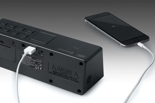  moderní radiobudík muse m-172dbt Bluetooth aux in usb port pro nabíjení lcd displej se stmívačem nfc párování záložní baterie sleep snooze duální alarm buzení i hudbou z bluteooth zdroje 