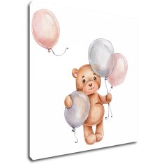 Impresi Obraz Medvídek s barevnými balonky - 20 x 20 cm