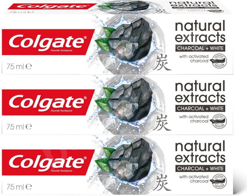 Colgate Naturals Charcoal& Mint bělicí zubní pasta tripack 3x75 ml