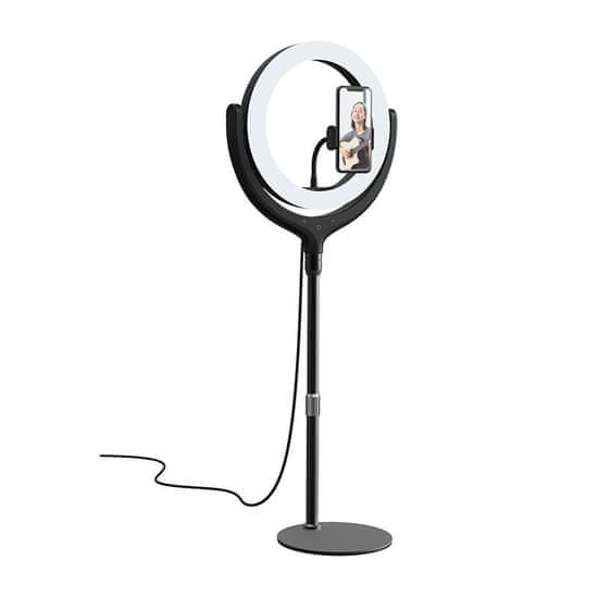 Devia Univerzální selfie stojan se světelným prstencem 12″ (40 cm) BRA010206, černý