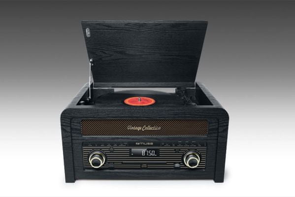 moderný retro gramofón muse MT-115W fm tuner rms 20 w reproduktory usb nahrávanie aj prehrávanie drevená skriňa cd mechanika Bluetooth technológie aux in 
