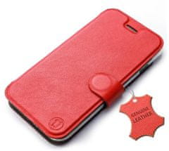 Mobiwear Luxusní flip pouzdro na mobil Samsung Galaxy J6 2018 - Červené - kožené - L_RDS Red Leather