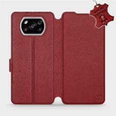 Mobiwear Flipové pouzdro na mobil Xiaomi POCO X3 NFC - Tmavě červené - kožené - L_DRS Dark Red Leather