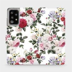 Mobiwear flip pouzdro na mobil Samsung Galaxy A52 5G / A52s 5G - MD01S Růže na bílé