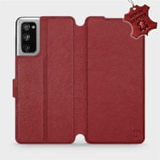Mobiwear Flipové pouzdro na mobil Samsung Galaxy S20 FE - Tmavě červené - kožené - L_DRS Dark Red Leather