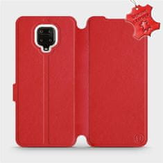 Mobiwear Luxusní flip pouzdro na mobil Xiaomi Redmi Note 9 Pro - Červené - kožené - L_RDS Red Leather