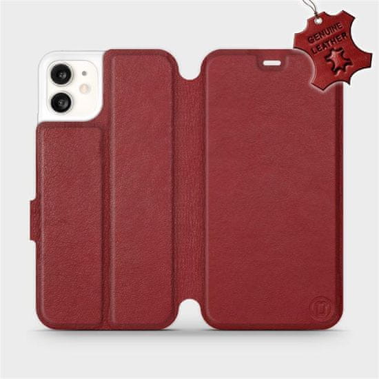 Mobiwear Luxusní flip pouzdro na mobil Apple iPhone 11 - Tmavě červené - kožené - L_DRS Dark Red Leather
