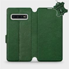 Mobiwear Luxusní flip pouzdro na mobil Samsung Galaxy S10 - Zelené - kožené - L_GRS Green Leather