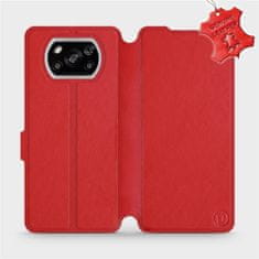 Mobiwear Flipové pouzdro na mobil Xiaomi POCO X3 NFC - Červené - kožené - L_RDS Red Leather