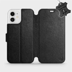 Mobiwear Flipové pouzdro na mobil Apple iPhone 12 - Černé - kožené - L_BLS Black Leather