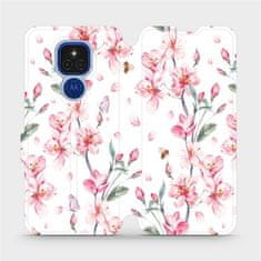 Mobiwear Flipové pouzdro na mobil Motorola Moto E7 Plus - M124S Růžové květy