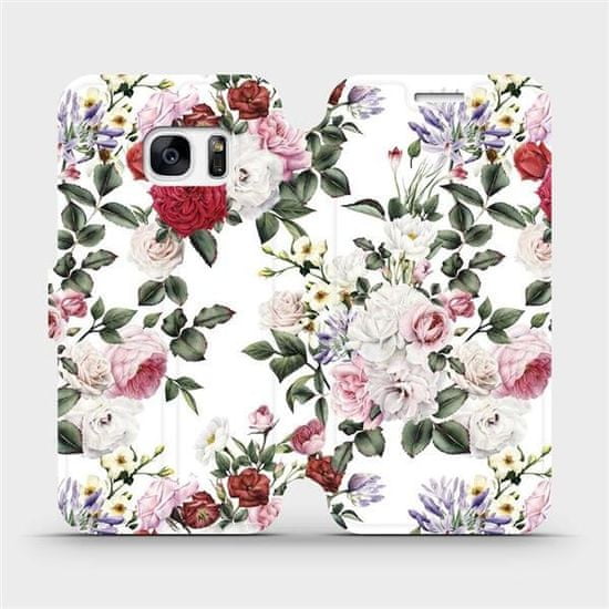 Mobiwear Flipové pouzdro na mobil Samsung Galaxy S7 - MD01S Růže na bílé