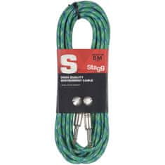 Stagg SGC6VT GR, nástrojový kabel Jack/Jack, 6 m, zelený