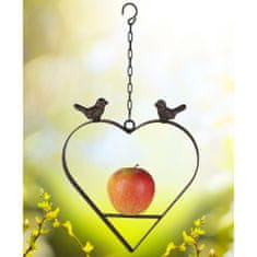 Greatstore HI Krmítko pro ptáky, ve tvaru srdce, 23,5 cm, hnědé