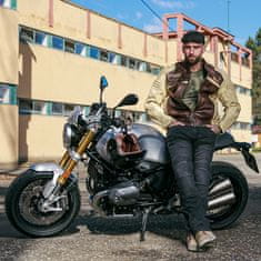 W-TEC Pánská kožená moto bunda Retro (Velikost: M, Barva: černo-hnědo-béžová)