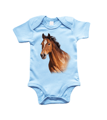 Hobbytriko Body dětské s koněm - Hnědák Barva: Modrá (Soft Blue), Velikost: 6-12 m
