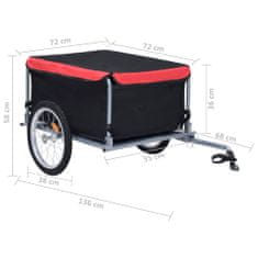Greatstore Přívěsný vozík za kolo černo-červený 65 kg