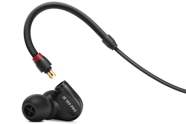 audiofilská bezdrátová sluchátka sennheiser ie 40 pro bt vynikající zvuk širokopásmový měnič odpojitelný kabel mezi sluchátky bluetooth technologie pouzdro v balení