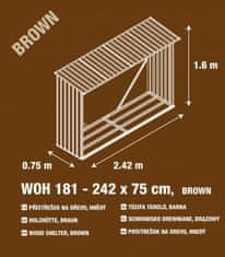 shumee Přístřešek na dřevo G21 WOH 181 - 242 x 75 cm, hnědý
