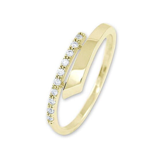 Brilio Něžný dámský prsten ze žlutého zlata s krystaly 229 001 00857