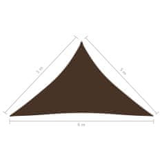 Vidaxl Stínící plachta oxfordská látka trojúhelníková 5x5x6 m hnědá
