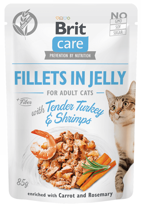 Levně Brit Care Cat Fillets in Jelly with Tender Turkey & Shrimps 24x85 g